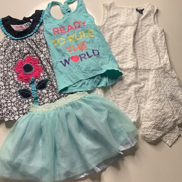 Toddler girl four piece bundle Dress tunic skirt mermaid majestic teal 3T - Picture 1 of 13